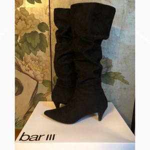 2 inch knee high black boots
